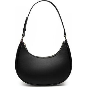 Women Black Retro Classic Clutch Shoulder Tote Hand Bag With Zipper Closure